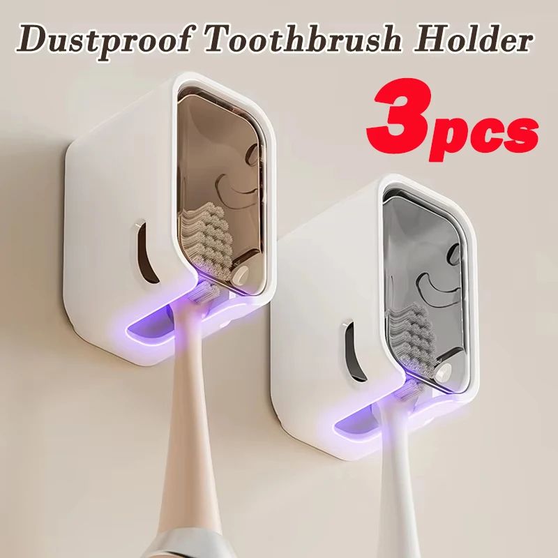 Wall Mounted Toothbrush Holder Adhesive Bathroom Organizer 0