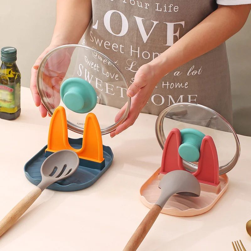 Pan Lid And Spoon Rest Holder Kitchen Utensil Stand 5