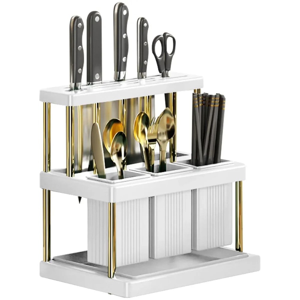 Kitchen Knife Holder Cutlery Drainer Rack Organizer 6
