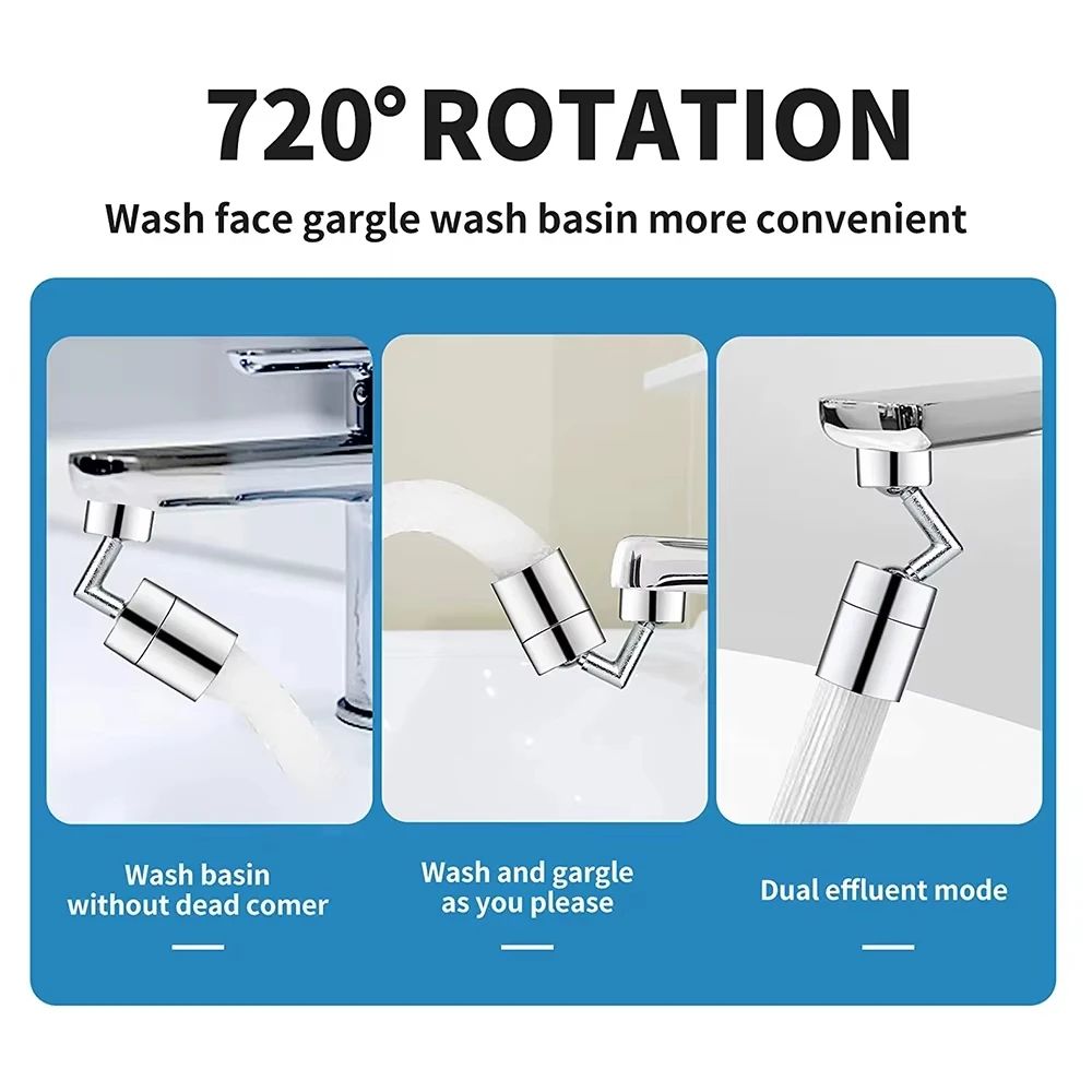720 Degree Rotating Faucet Extender Splash Proof Aerator 4