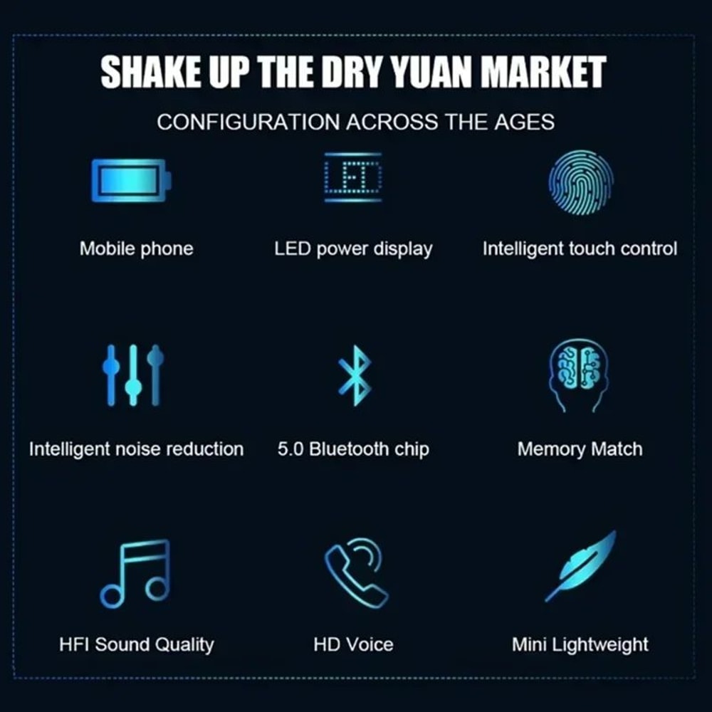 TWS Bluetooth Wireless Earbuds HiFi Stereo Sports Headset 2