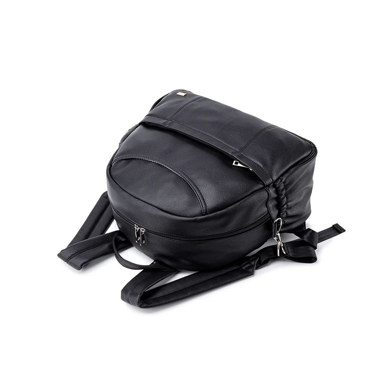 Modern Black PU Diaper Backpack Large Capacity Waterproof Baby Bag 6