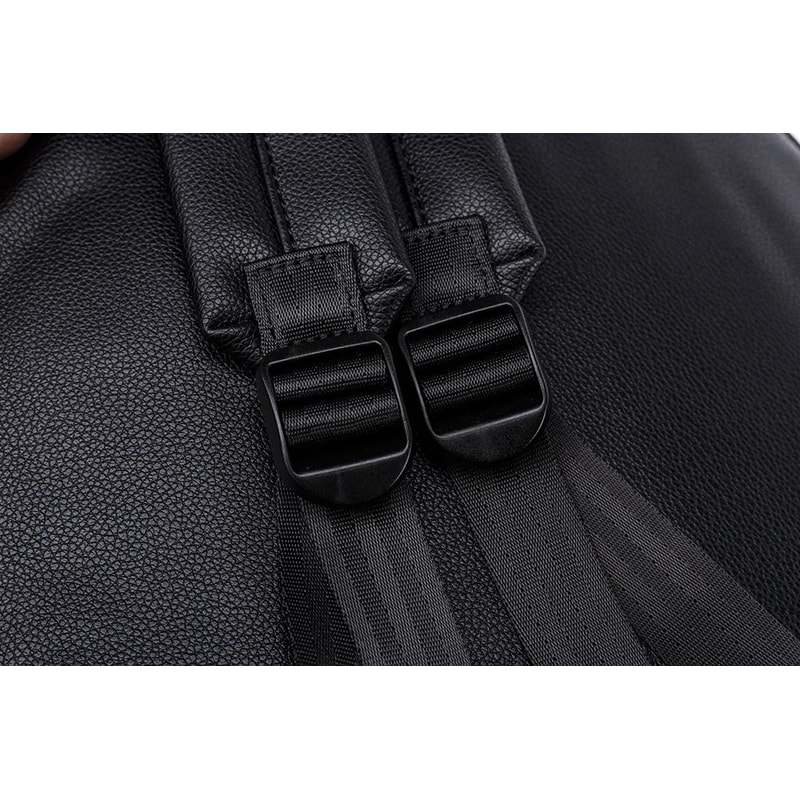 Modern Black PU Diaper Backpack Large Capacity Waterproof Baby Bag 15