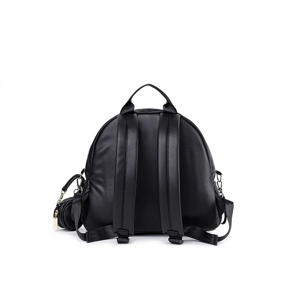 Modern Black PU Diaper Backpack Large Capacity Waterproof Baby Bag 8