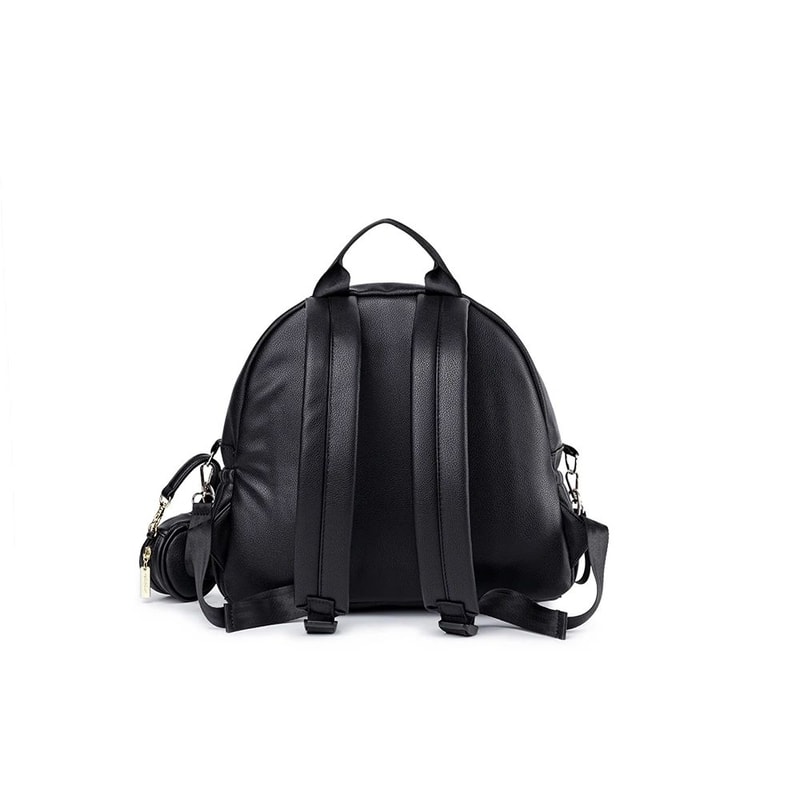 Modern Black PU Diaper Backpack Large Capacity Waterproof Baby Bag 8