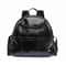 Modern Black PU Diaper Backpack Large Capacity Waterproof Baby Bag 16