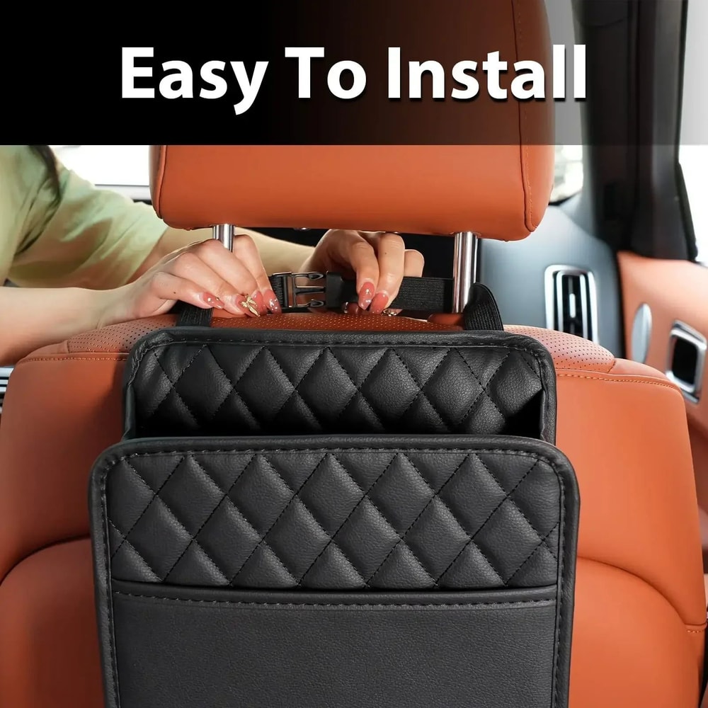 Multi Functional Car Seat Back Organizer Leather Storage Bag 1