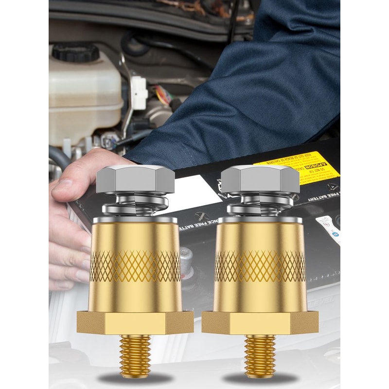 2pcs Brass Car Battery Terminal Adapter M6 Connector Kit 9