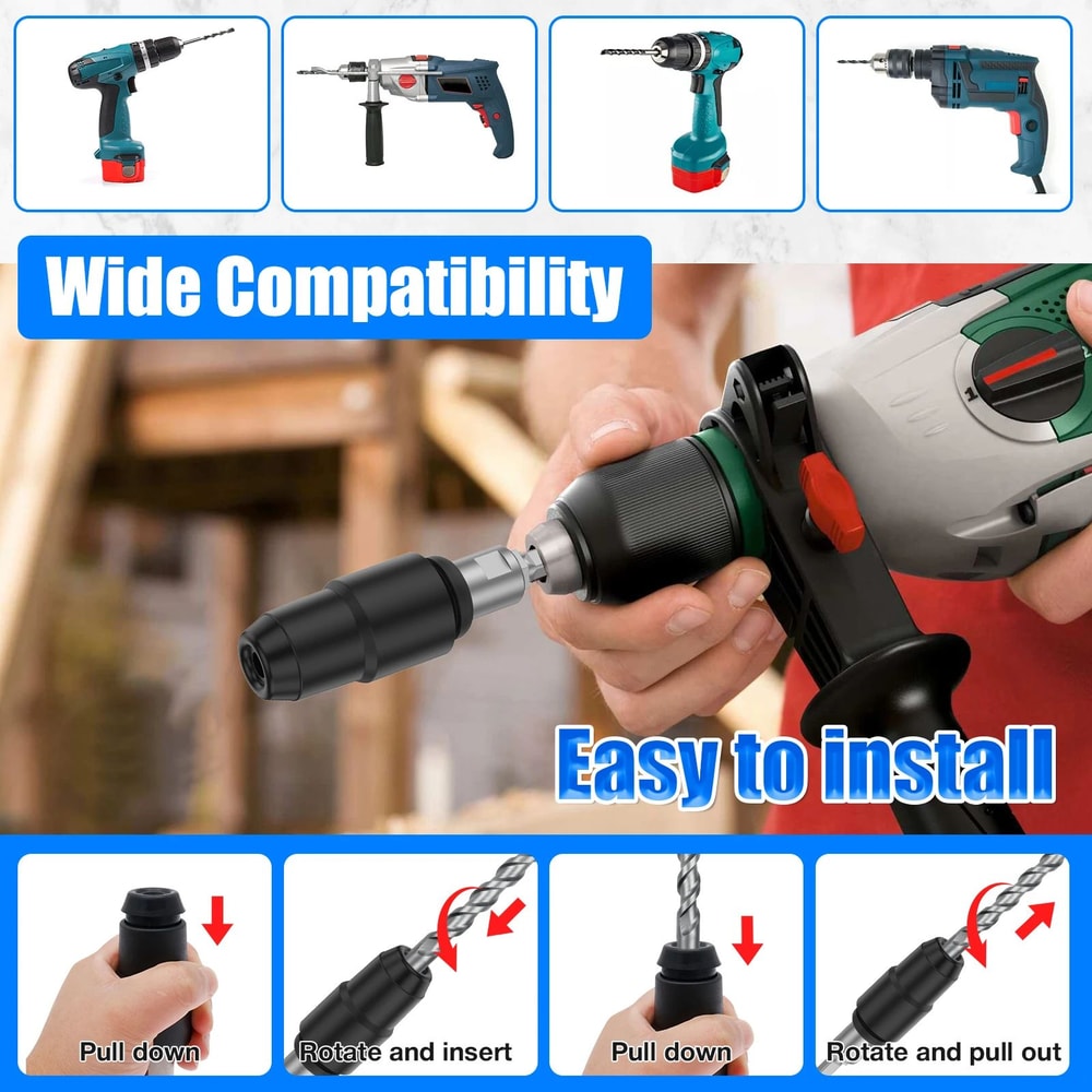 Carbon Steel Drill Bit Adapter For Rotary Hammer Concrete Tool 2