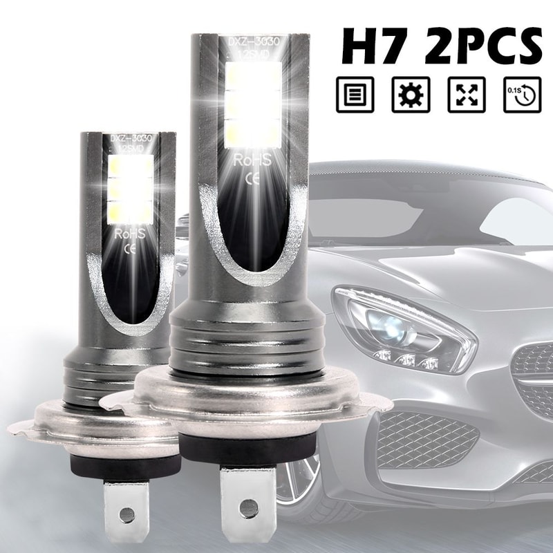 2pcs H7 LED Headlight Bulbs 6000K Super Bright Fog Lights 8