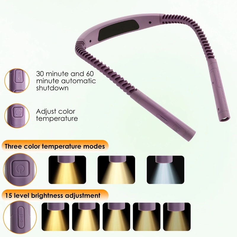 LED Neck Reading Light Rechargeable Bendable Book Light 2