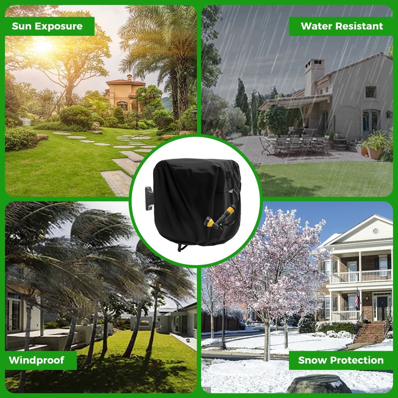 Waterproof Garden Hose Reel Cover Adjustable Hose Holder Protector 4