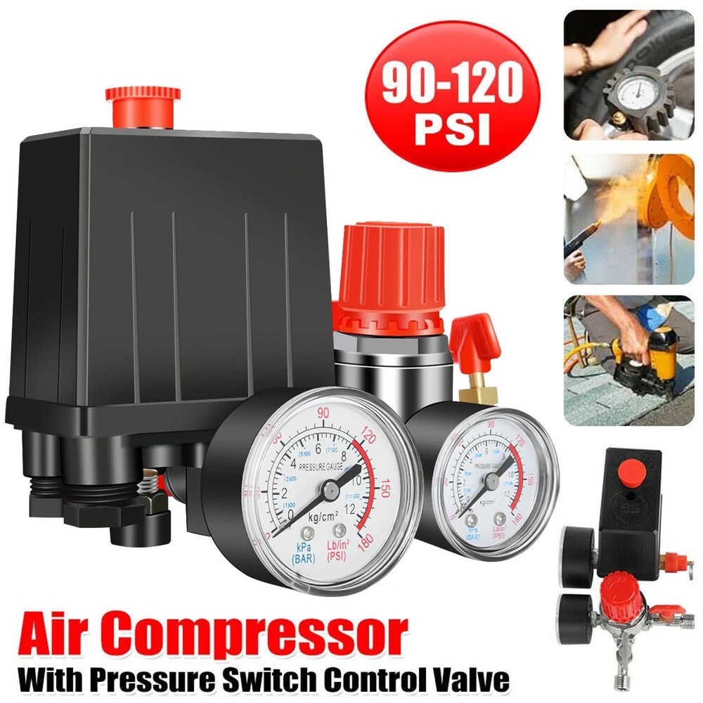 Air Compressor Pressure Switch 90 To 120 PSI Manifold Regulator Kit 0