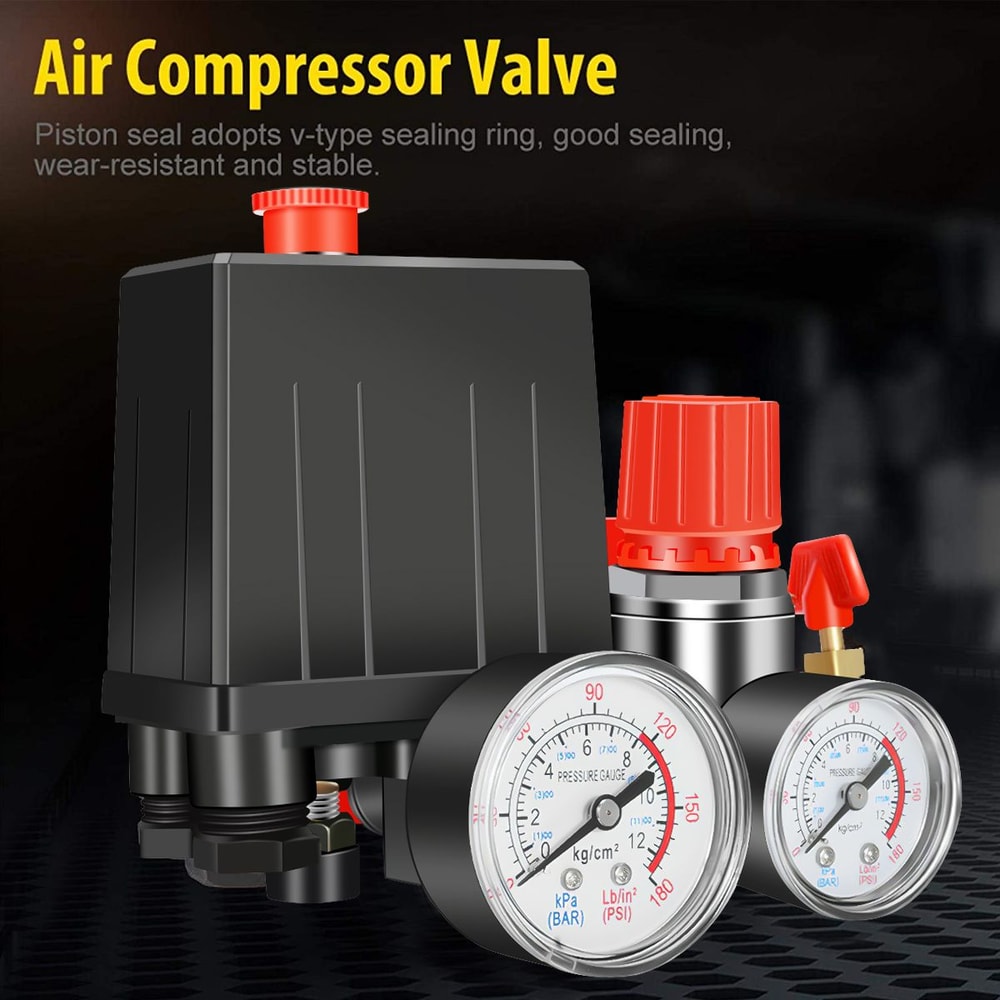 Air Compressor Pressure Switch 90 To 120 PSI Manifold Regulator Kit 6