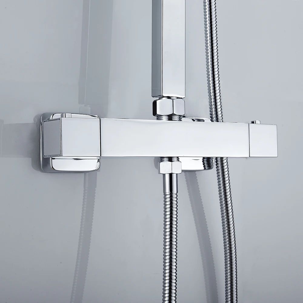 Wall Mounted Thermostatic Shower Faucet Stainless Steel Hot Cold Mixer 2