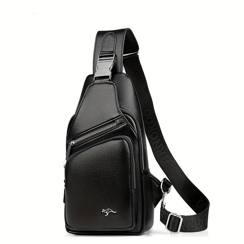 Mens Vintage PU Leather Sling Bag Large Capacity Crossbody Chest Bag 5