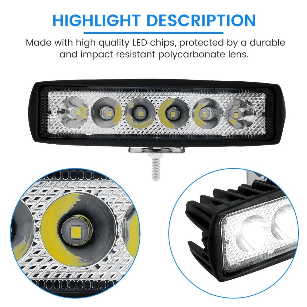 LED Work Light Bar 6000K Waterproof Off Road Flood Spot Light 3