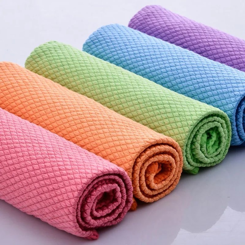 Microfiber Fish Scale Dish Towels Lint Free Super Absorbent Cloth 3