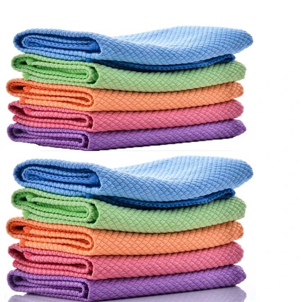 Microfiber Fish Scale Dish Towels Lint Free Super Absorbent Cloth 7