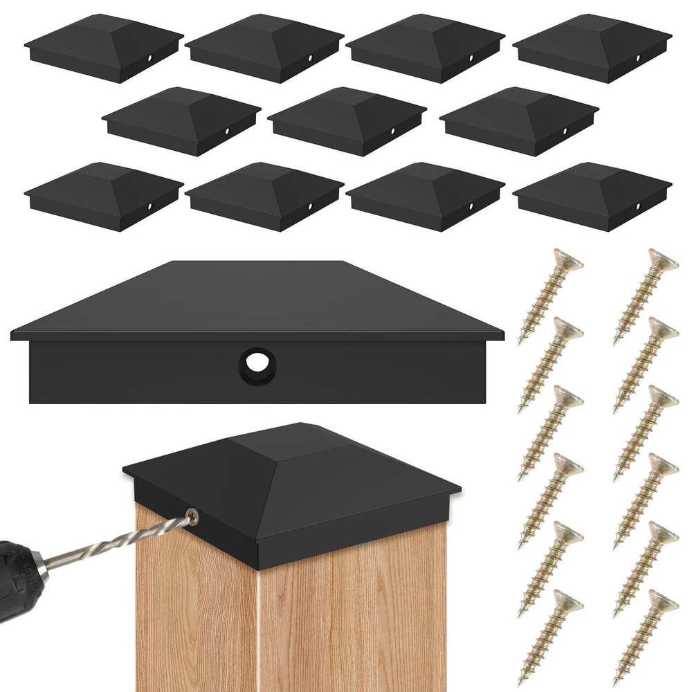 12pcs Fence Post Caps Plastic Deck Post Covers Waterproof 0