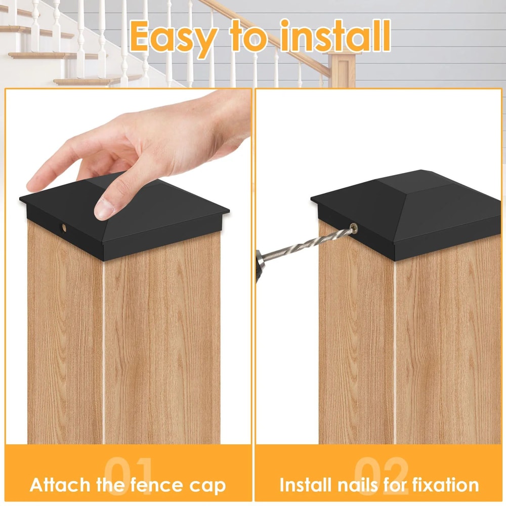 12pcs Fence Post Caps Plastic Deck Post Covers Waterproof 4