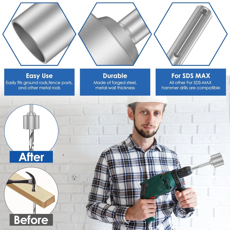 SDS Max Ground Rod Driver 30 45 65mm Heavy Duty Drill Socket 1