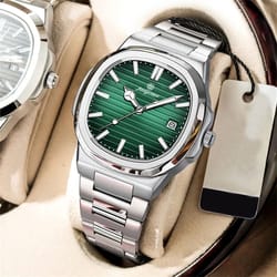 mens square quartz watch waterproof luminous date wristwatch