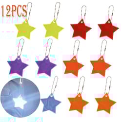 12pcs reflective star keychain safety pendant for kids bags
