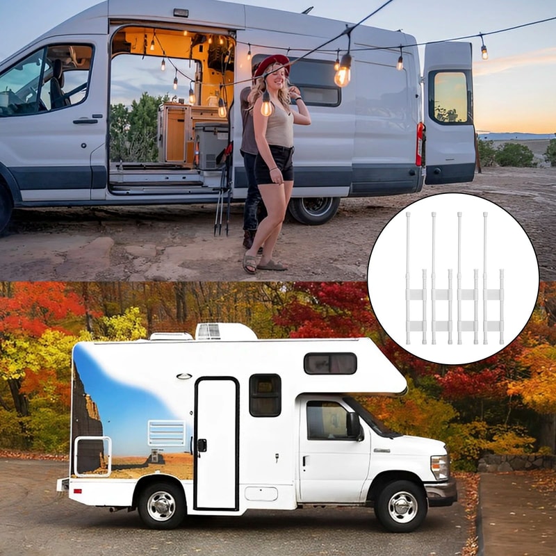 4pcs RV Shower Corner Storage Rod Telescopic Anti Fall Organizer 1