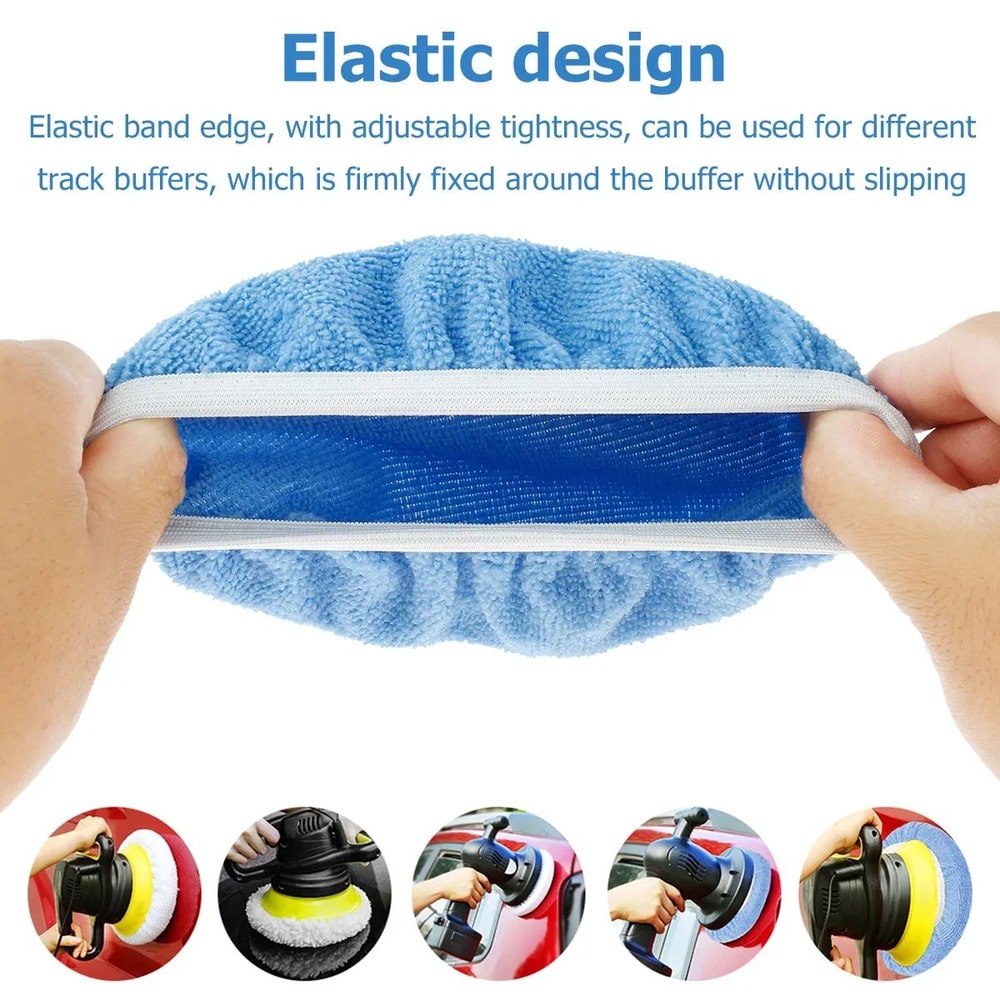 Car Polishing Bonnet Pads 10PCS Elastic Buffing Cover Kit Anti Slip 1
