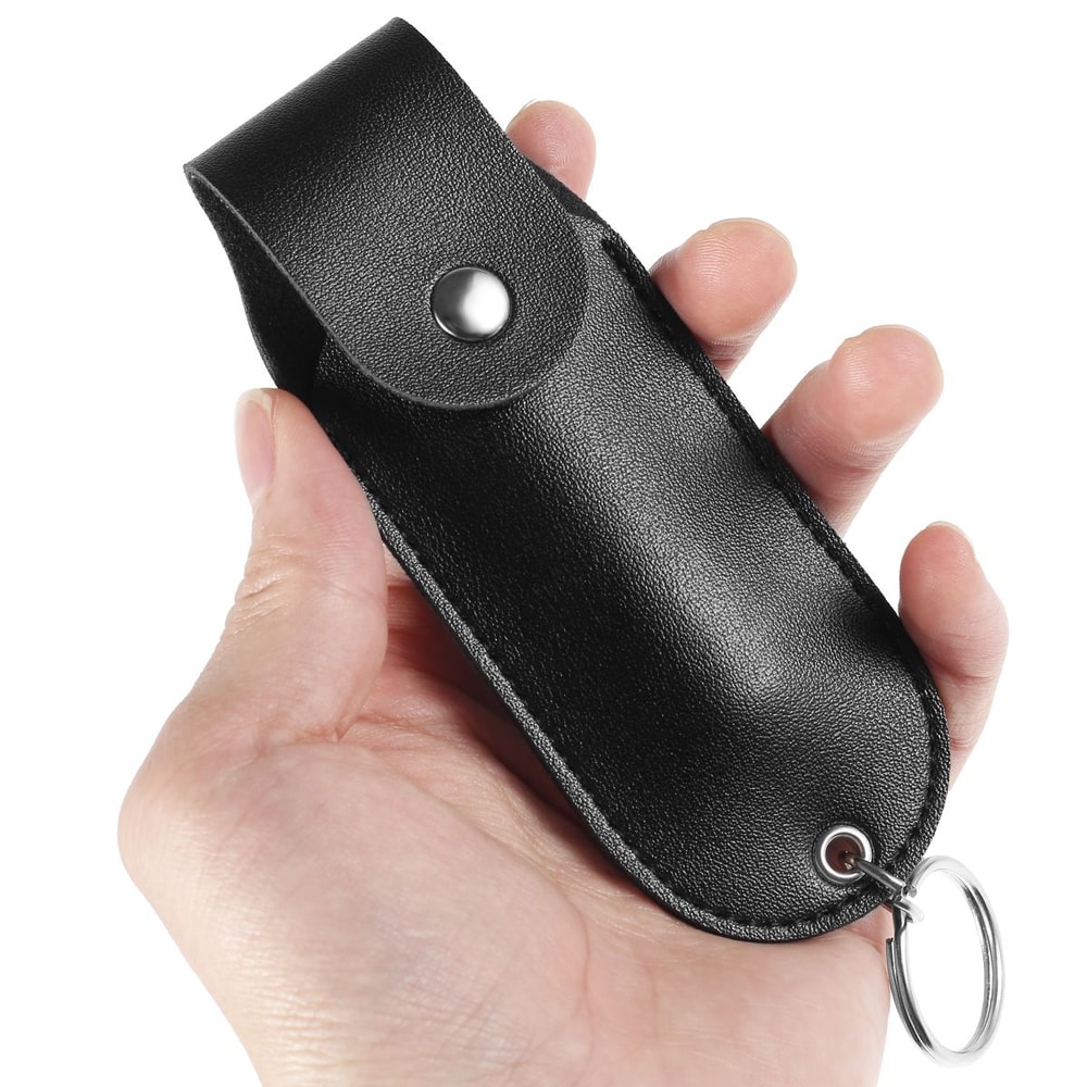 Mini Pepper Spray Holster Portable Leather Holder With Keychain 5