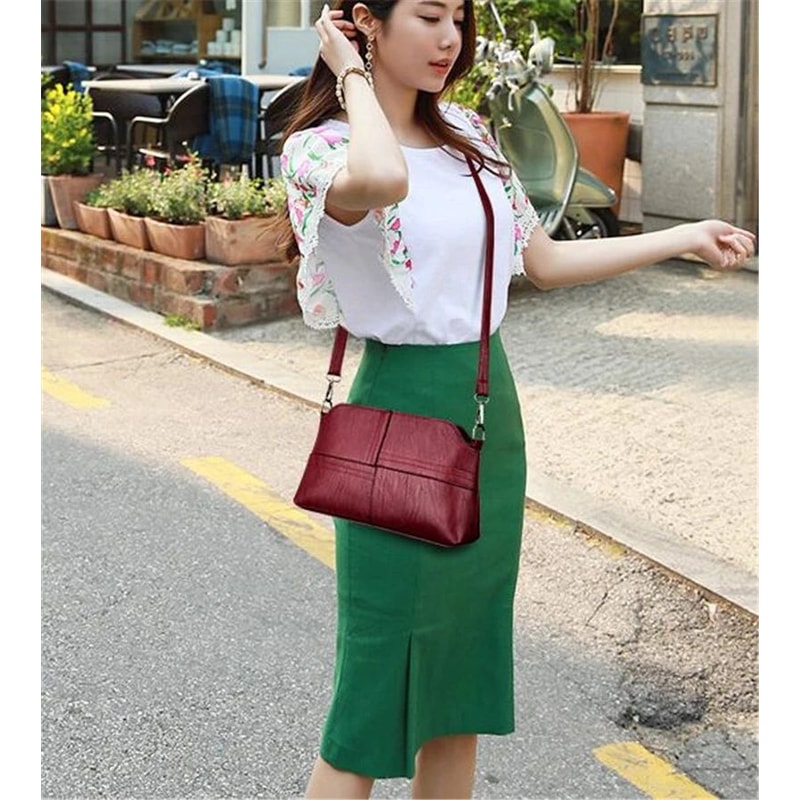 Vintage PU Leather Womens Messenger Bag Stylish Small Shoulder Handbag 13