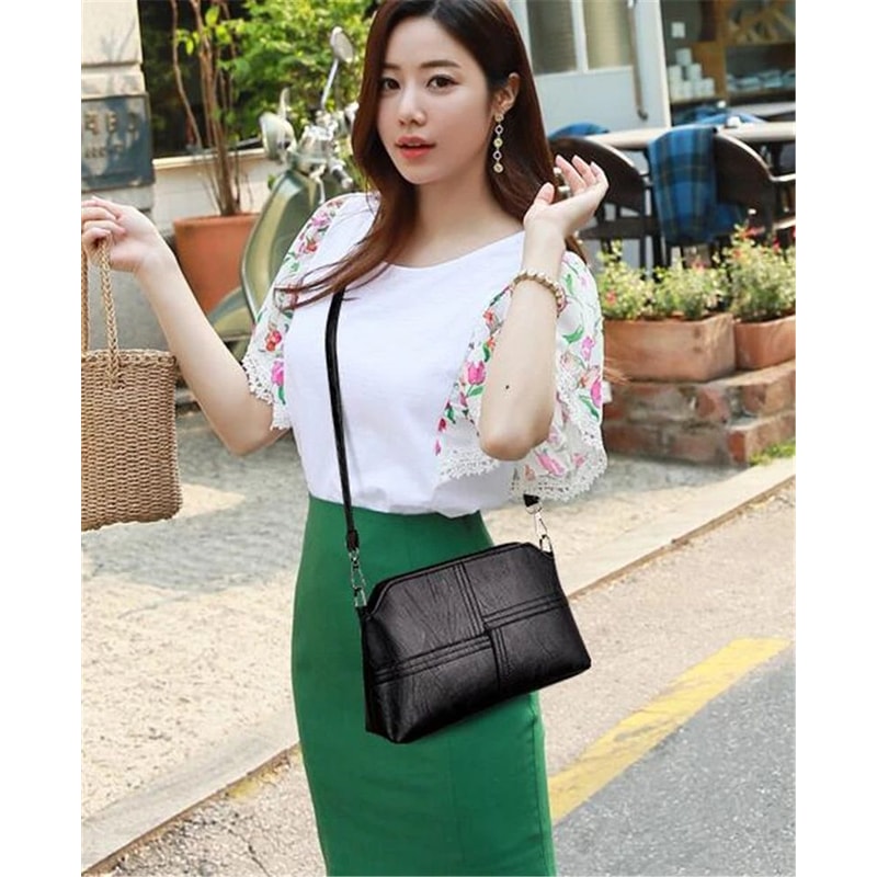 Vintage PU Leather Womens Messenger Bag Stylish Small Shoulder Handbag 14