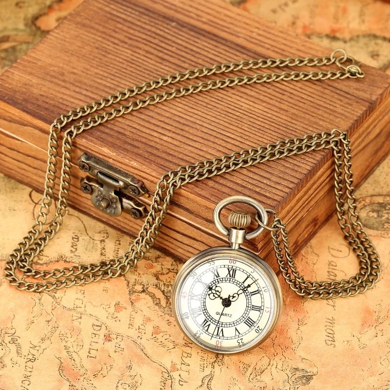 Vintage Steampunk Pocket Watch Quartz Necklace With Roman Numerals 4