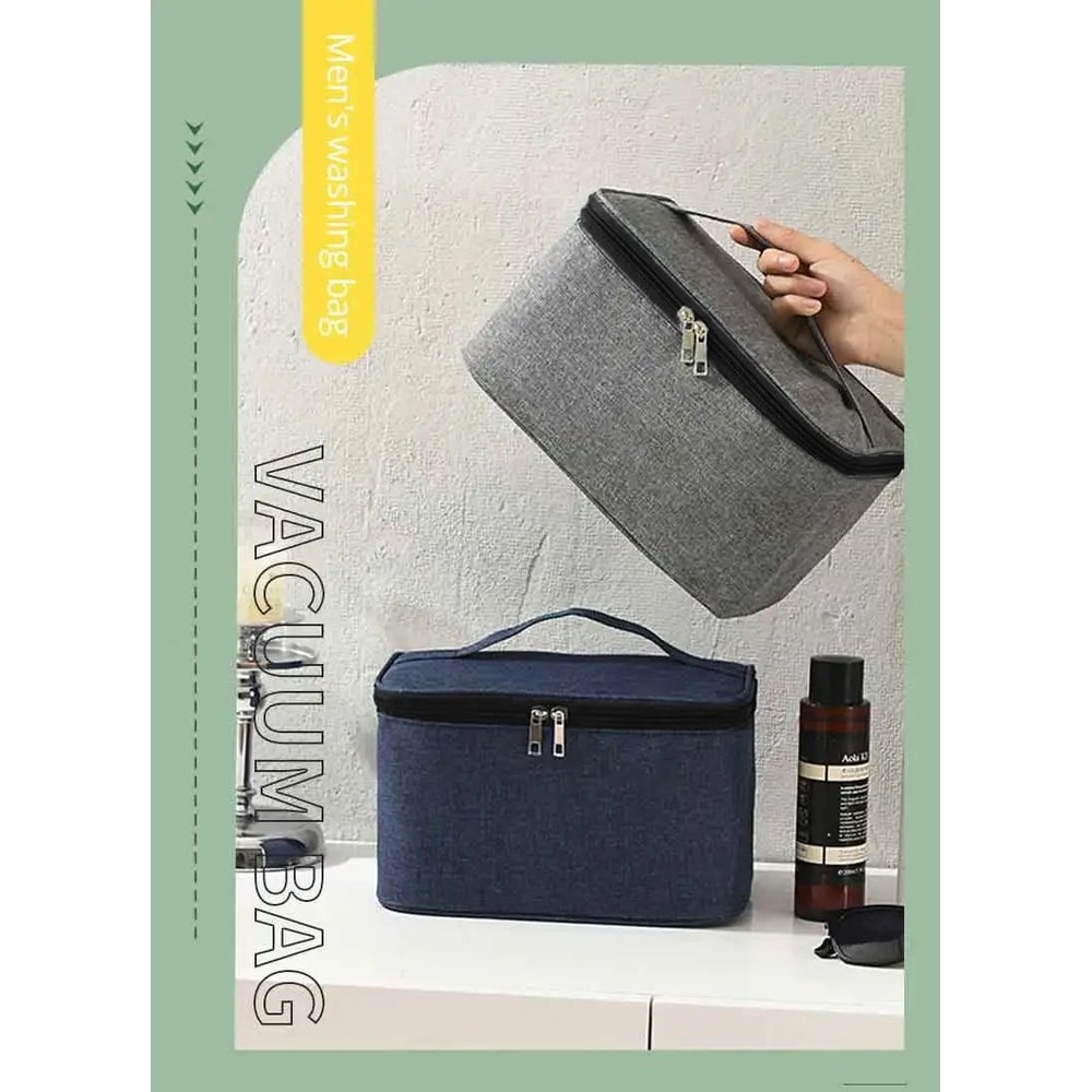 Mens Double Layer Toiletry Bag Large Capacity Oxford Travel Organizer 6