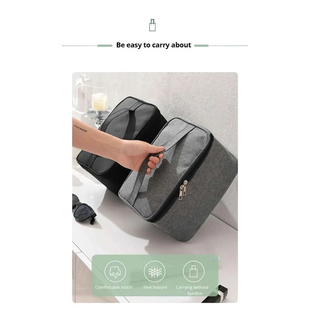 Mens Double Layer Toiletry Bag Large Capacity Oxford Travel Organizer 10