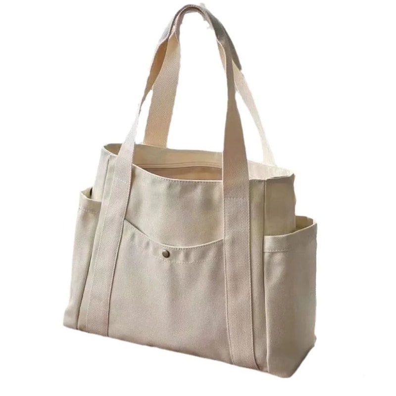 Large Capacity Canvas Tote Bag For Work College Shopping Shoulder Bag 5