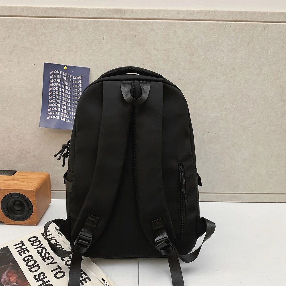 Large Capacity School Backpack Simple Black Travel Bag For Students 1