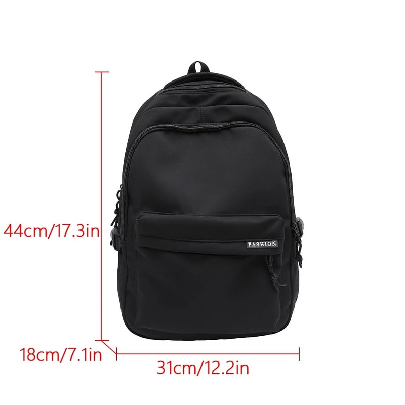 Large Capacity School Backpack Simple Black Travel Bag For Students 6