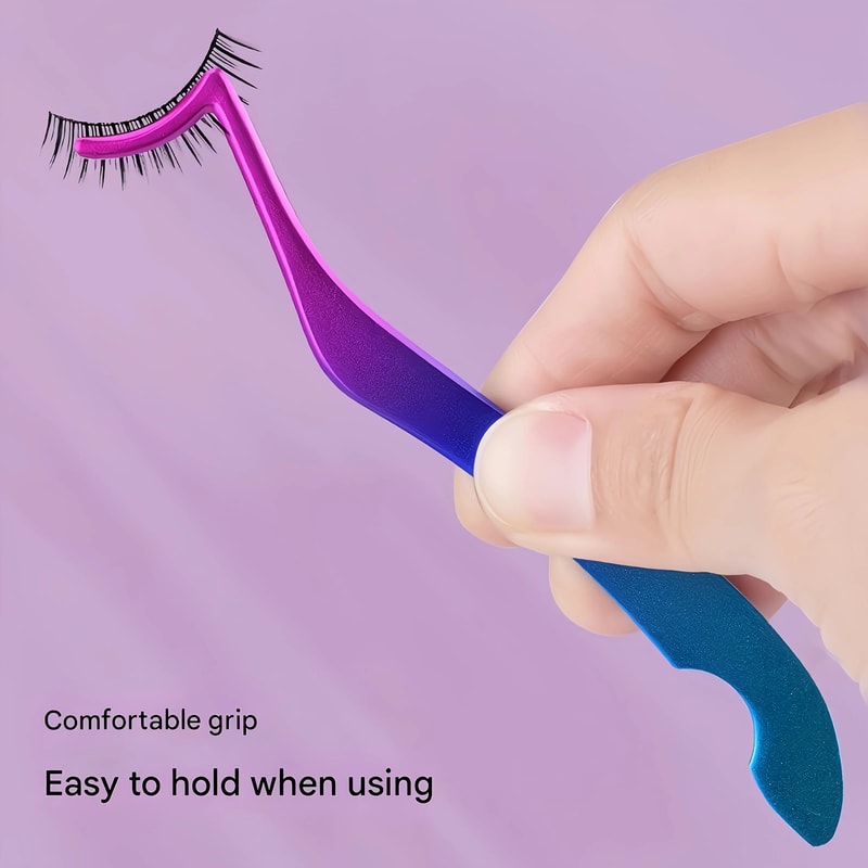 Stainless Steel Eyelash Tweezers Seahorse Clip Lash Applicator Tool 4