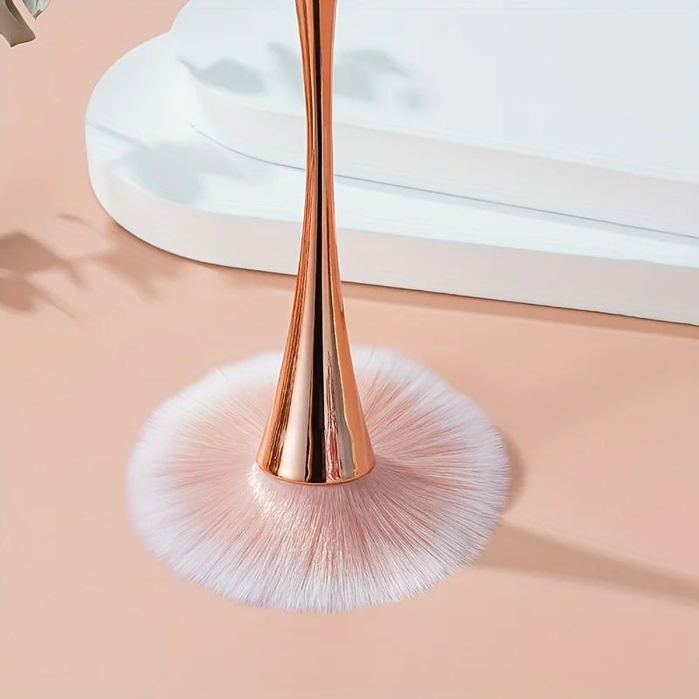 Rose Gold Fan Makeup Brush Soft Highlight Blush Powder Brush 7
