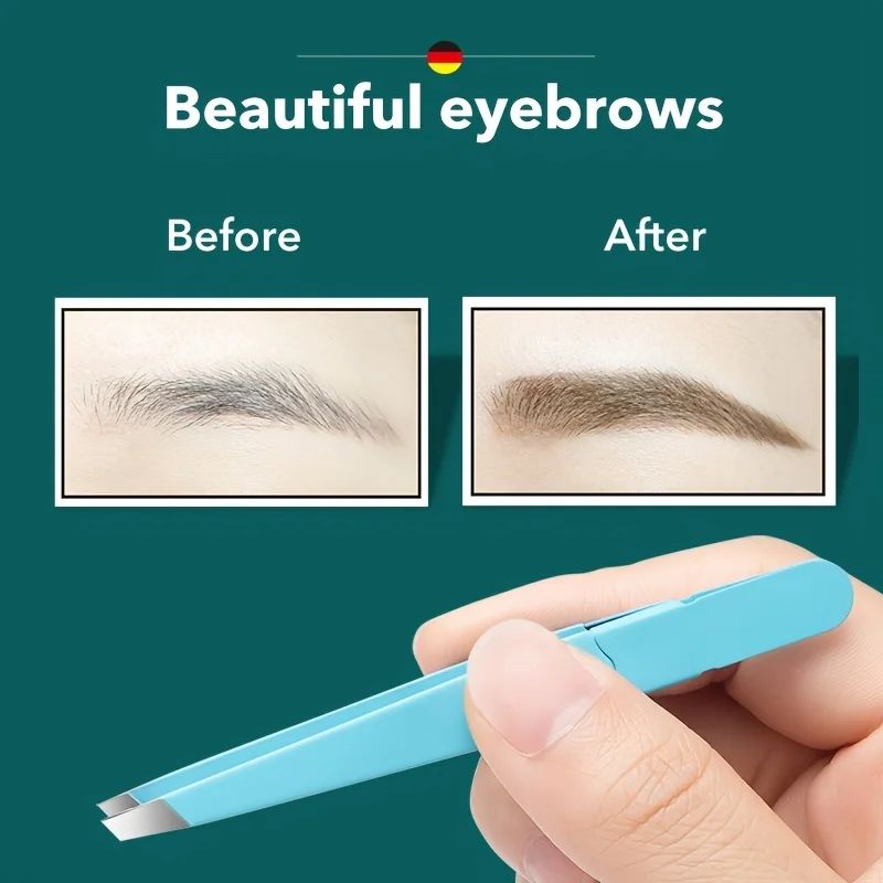 Stainless Steel Eyebrow Tweezers Slanted Tip Precision Hair Removal Tool 1