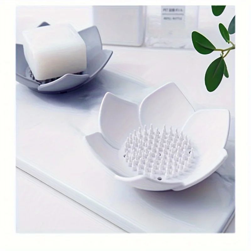 Lotus Silicone Soap Holder Drain Box Bathroom Soap Dish 5
