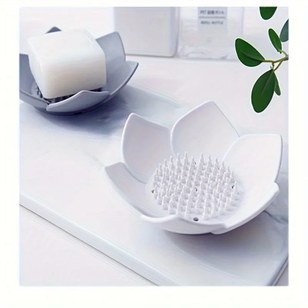 Lotus Silicone Soap Holder Drain Box Bathroom Soap Dish 9