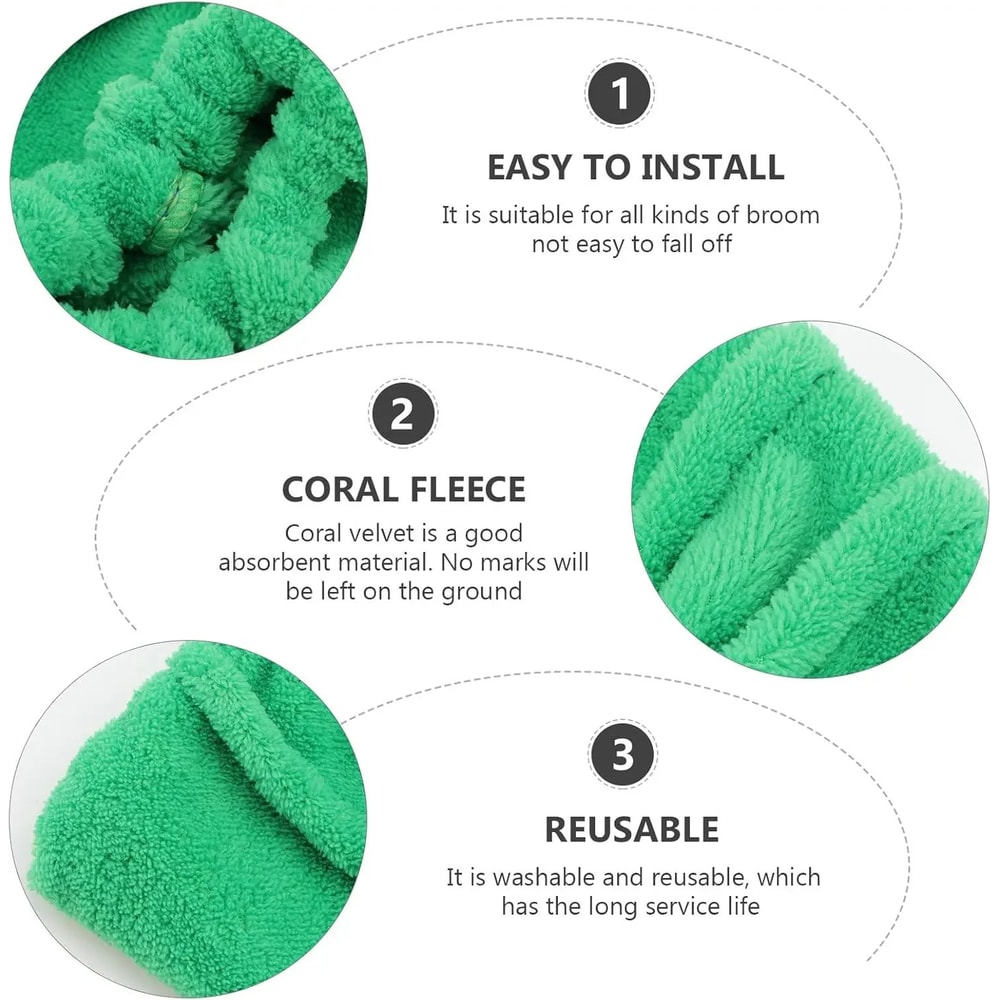 Reusable Microfiber Broom Cover Coral Fleece Mop Cloth Cleaning Pad 4