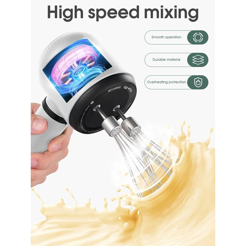 USB Rechargeable Electric Hand Whisk 3 Speed Portable Mixer 7