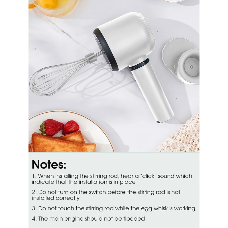 USB Rechargeable Electric Hand Whisk 3 Speed Portable Mixer 10