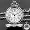 Luxury Silver Pocket Watch With Chain Roman Numerals 0