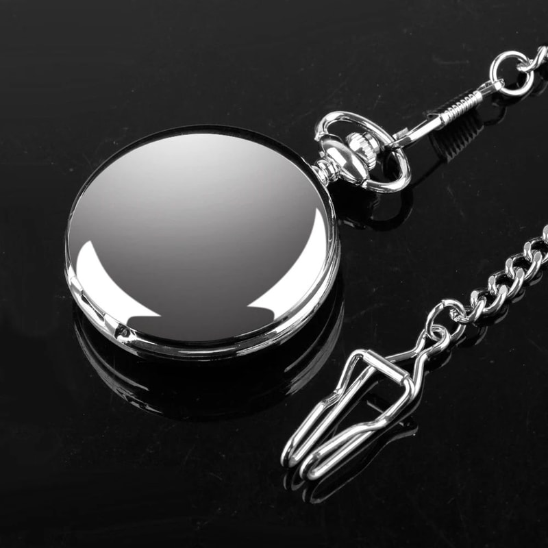 Luxury Silver Pocket Watch With Chain Roman Numerals 8