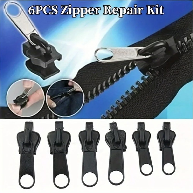 6 Piece Instant Zipper Repair Kit Universal Replacement Set 6